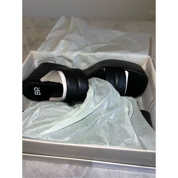 NEW Platform Wedge Black BP Heel Sandals Womens 9.5 - Picture 2 of 6